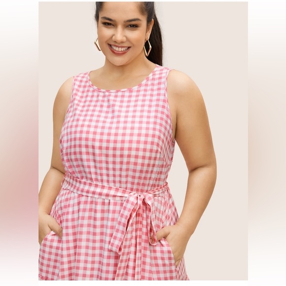 BloomChic Plus Size 2XL Gingham Elastic Waist Sleeveless Maxi Dress us18-20 - Picture 3 of 7